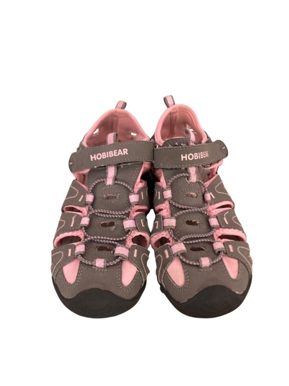 Hobibear Girls Gray & Pink Closed-Toe Sandals Size 35 EU Durable Rubber Sole & A